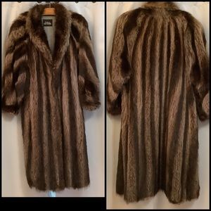Alfred Sung Racoon Fur Coat Women’s Size Large Maxi Mob Wife Designer Luxury